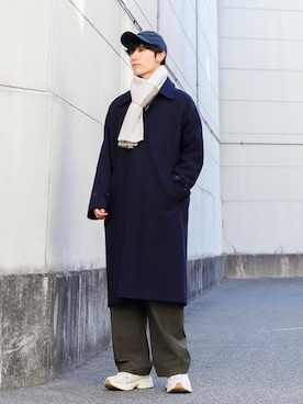 「アイテム（ステンカラーコート）」を使った、ひっちさん（メンズ・171cm）の冬コーディネート