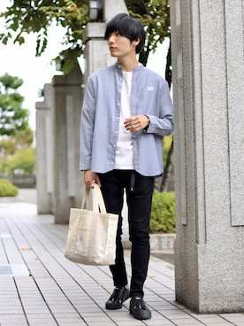 「ノーカラーシャツ」｜「アイテム（その他）」を使った、ひっちさん（メンズ・172cm）の秋コーディネート