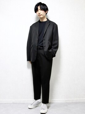 「WYM LIDNM（ウィム バイ リドム）のRELAX DRAPE SET-UP/セットアップ（セットアップ）」を使った、ひっちさん（メンズ・172cm）の秋コーディネート