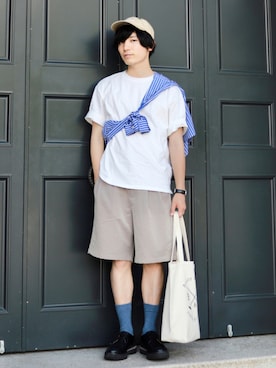 「Dr. Martens（ドクターマーチン）の【別注】 ＜Dr.Martens＞ ADRIAN/シューズ（ローファー）」を使った、HICCHIさん（メンズ・172cm）の夏コーディネート