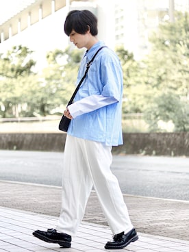 「Dr. Martens（ドクターマーチン）の【別注】 ＜Dr.Martens＞ ADRIAN/シューズ（ローファー）」を使った、HICCHIさん（メンズ・172cm）の夏コーディネート