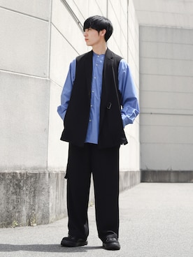 「JUNRED（ジュンレッド）のアイテム（ベスト）」を使った、ひっちさん（メンズ・172cm）の春コーディネート