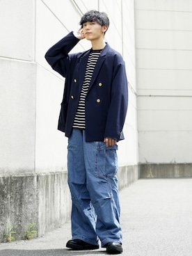 「RUUBON（ルーボン）のアイテム（Tシャツ/カットソー）」を使った、ひっちさん（メンズ・172cm）の秋コーディネート