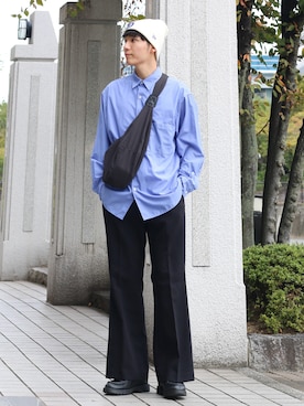 「アイテム（モカシン/デッキシューズ）」を使った、ひっちさん（メンズ・171cm）の秋コーディネート