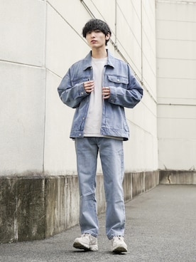 「RUUBON（ルーボン）のアイテム（デニムジャケット）」を使った、ひっちさん（メンズ・171cm）の冬コーディネート