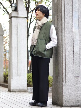 「green label relaxing（グリーンレーベルリラクシング）の【WEB限定】＜GLR/ -or（ジーエルアール オア）＞キルティング ベスト -ユニセックス-（ベスト）」を使った、ひっちさん（メンズ・172cm）の秋コーディネート