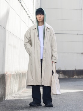 「アイテム（ステンカラーコート）」を使った、ひっちさん（メンズ・171cm）の秋コーディネート