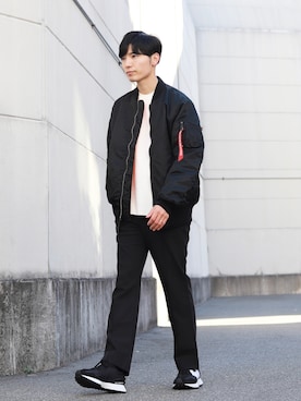 「WYM LIDNM（ウィム バイ リドム）のMILANO RIB HEAVY WEIGHT PO KNIT（ニット/セーター）」を使った、ひっちさん（メンズ・170cm）の冬コーディネート