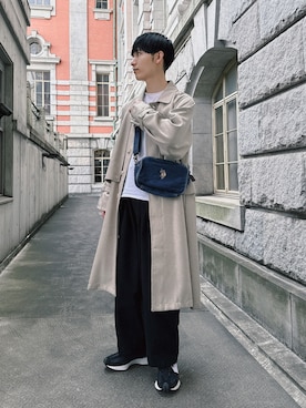 「春服デビュー宣言」｜「アイテム（ステンカラーコート）」を使った、ひっちさん（メンズ・170cm）の春コーディネート