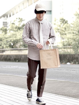 「CONVERSE（コンバース）のアイテム（帽子）」を使った、ひっちさん（メンズ・172cm）の夏コーディネート