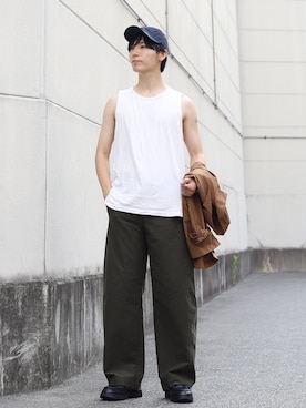 「タンクトップ」｜ひっちさん（メンズ・171cm）の夏コーディネート