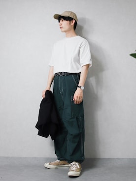 「CONVERSE（コンバース）のアイテム（帽子）」を使った、ひっちさん（メンズ・172cm）の夏コーディネート