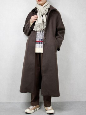 「新年一発目」｜「アイテム（ステンカラーコート）」を使った、ひっちさん（メンズ・172cm）の冬コーディネート