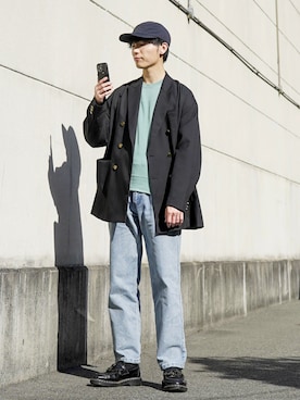 「RUUBON（ルーボン）のアイテム（デニムパンツ）」を使った、ひっちさん（メンズ・171cm）の春コーディネート