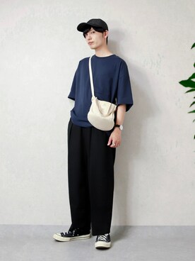 「ワイドシルエット」｜「アイテム（キャップ）」を使った、ひっちさん（メンズ・172cm）の夏コーディネート