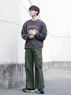 「Starting Over（スターティングオーバー）のアイテム（スウェット）」を使った、ひっちさん（メンズ・171cm）の春コーディネート