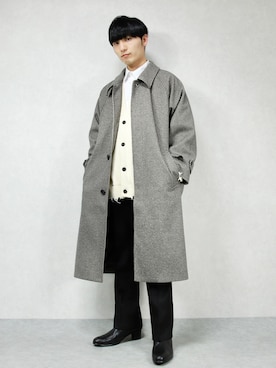 「EMMA CLOTHES（エマクローズ）のアイテム（ステンカラーコート）」を使った、ひっちさん（メンズ・172cm）の冬コーディネート