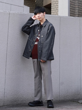 「ニコアンド」｜「アイテム（スラックス）」を使った、ひっちさん（メンズ・170cm）の冬コーディネート