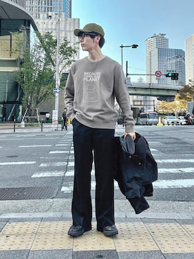「ECOALF（エコアルフ）のアイテム」を使った、HICCHIさん（メンズ・172cm）の秋コーディネート