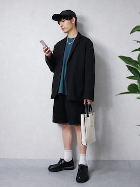 「WYM LIDNM（ウィム バイ リドム）のRELAX DRAPE SET-UP/セットアップ（セットアップ）」を使った、ひっちさん（メンズ・172cm）の夏コーディネート