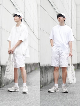 「白」｜「アイテム（その他）」を使った、ひっちさん（メンズ・171cm）の夏コーディネート