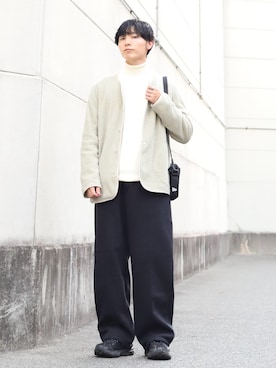 「アイテム（ノーカラージャケット）」を使った、ひっちさん（メンズ・171cm）の冬コーディネート