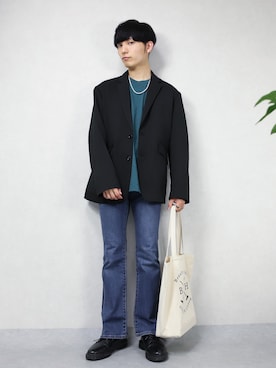 「WYM LIDNM（ウィム バイ リドム）のRELAX DRAPE SET-UP/セットアップ（セットアップ）」を使った、ひっちさん（メンズ・172cm）の春コーディネート