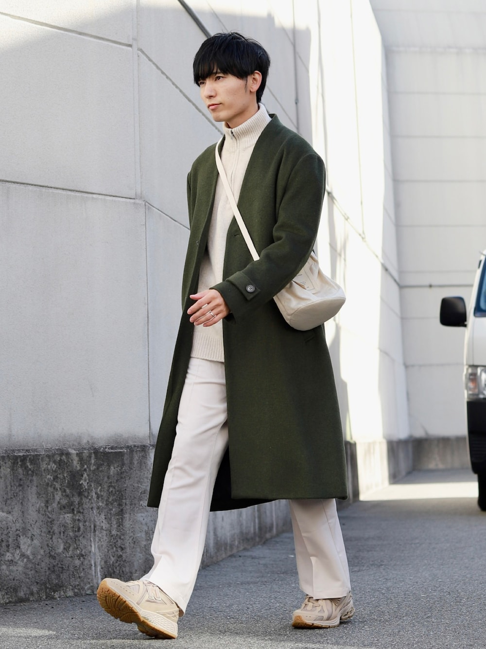 Beauty&Habit】ウールブレンドノーカラーロングコート BEAUTY&YOUTH 