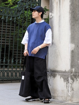 「EDWIN（エドウィン）のアイテム（その他パンツ）」を使った、ひっちさん（メンズ・172cm）の夏コーディネート