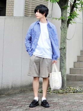 「Dr. Martens（ドクターマーチン）の【別注】 ＜Dr.Martens＞ ADRIAN/シューズ（ローファー）」を使った、HICCHIさん（メンズ・172cm）の夏コーディネート