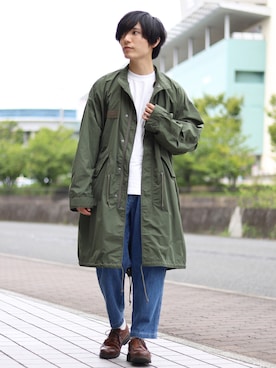 「アンクルパンツ」｜「アイテム（モッズコート）」を使った、ひっちさん（メンズ・172cm）の秋コーディネート