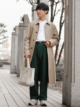 「Steven Alan（スティーブンアラン）のアイテム（ステンカラーコート）」を使った、ひっちさん（メンズ・172cm）の冬コーディネート