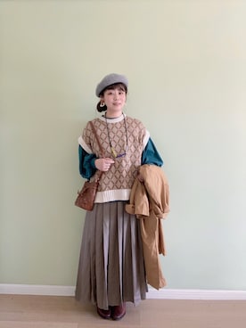 「日系极简」｜「アイテム（ジャケット/アウター）」を使った、肥肥YEさん（レディース・163cm）の秋コーディネート