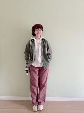 「日系极简」｜「アイテム（ジャケット/アウター）」を使った、肥肥YEさん（レディース・163cm）の秋コーディネート