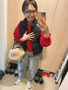 「アイテム（ダウンベスト）」を使った、yuzuuu〜♡さん（レディース・159cm）の冬コーディネート