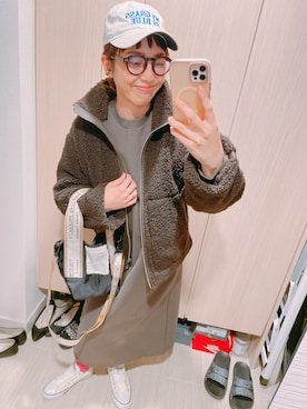 「H&M（エイチ・アンド・エム）のアイテム（ジャケット/アウター）」を使った、yuzuuu〜♡さん（レディース・159cm）の冬コーディネート