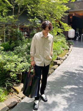 「メゾンマルジェラ」｜「アイテム（スラックス）」を使った、ゆきちさん（メンズ・175cm）の秋コーディネート