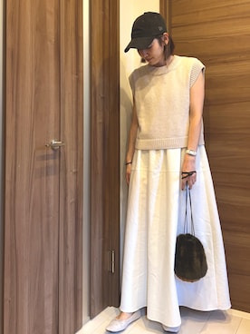 「ベスト×ワンピース」｜mackoさん（レディース・160cm）の秋コーディネート