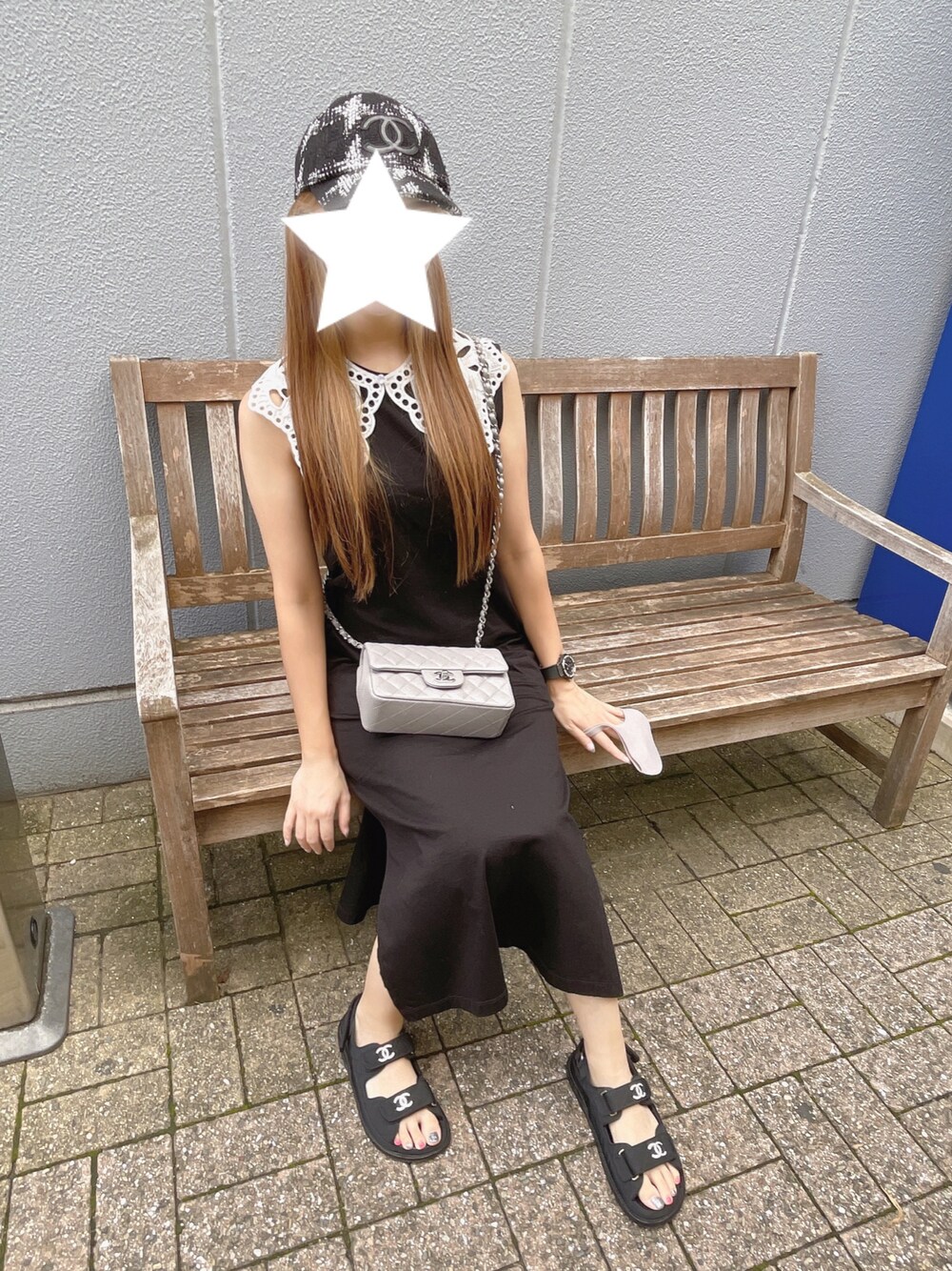 「ツイード、ツイードキャップ、つけ襟」｜「CHANELのアイテム（サンダル、ブラック系）」を使った、✭♡ayaka♡✭さん（レディース・156cm）の秋コーディネートの1枚目の写真