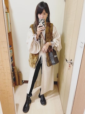 「barbour」｜「アイテム（シャツワンピース）」を使った、Winnie C 🇹🇼さん（レディース・163cm）の冬コーディネート