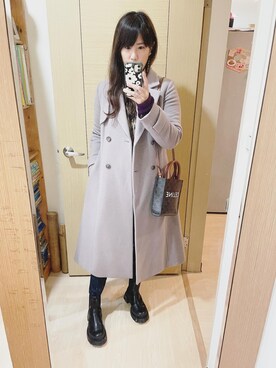 「CELINE」｜「アイテム（トレンチコート）」を使った、Winnie C 🇹🇼さん（レディース・163cm）の冬コーディネート