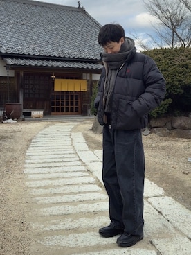 「ワントーンコーデ」｜「アイテム（ジャケット/アウター）」を使った、おかもさん（メンズ・174cm）の冬コーディネート