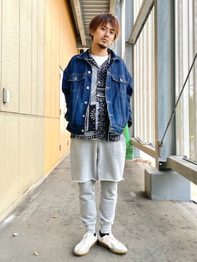 「NANO universe（ナノユニバース）のアイテム（スウェットパンツ）」を使った、JUNYAさん（メンズ・171cm）の秋コーディネート