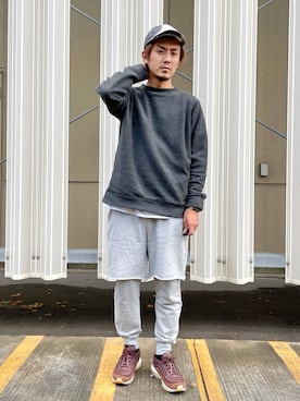 「NANO universe（ナノユニバース）のアイテム（スウェットパンツ）」を使った、JUNYAさん（メンズ・171cm）の秋コーディネート