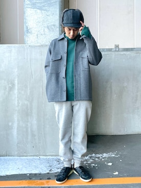 「NANO universe（ナノユニバース）のアイテム（スウェットパンツ）」を使った、JUNYAさん（メンズ・171cm）の冬コーディネート