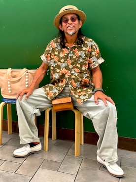 「アイテム（帽子）」を使った、芳人さん（メンズ・170cm・50代）の夏コーディネート