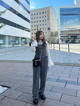 「one after another NICE CLAUP（ワンアフターアナザーナイスクラップ）のアイテム（サロペット/オーバーオール）」を使った、reiaさん（レディース・148cm）の夏コーディネート