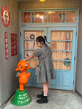 「Dr. Martens（ドクターマーチン）のDr.ﾏｰﾁﾝ　1460　8ホール（ブーツ）」を使った、テンさんさん（レディース・158cm）の夏コーディネート