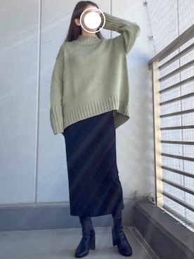「ピスタチオ」｜「アイテム（ブーツ）」を使った、PALULUさん（レディース・156cm）の春コーディネート