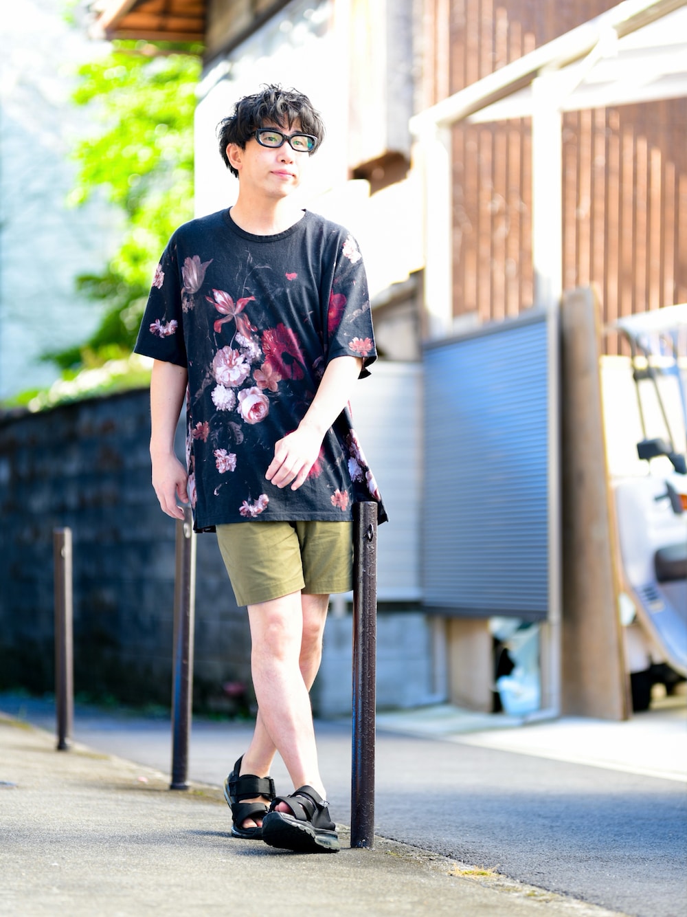 lad musician 18ss flower sneaker ブルー ラッドミュージシャン 花柄